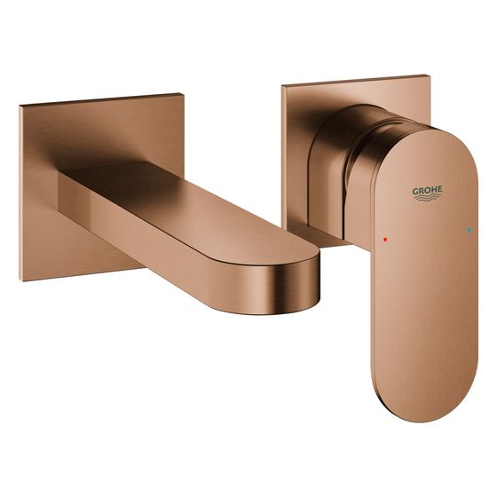 Grohe Plus 2-Loch-Waschtischbatterie 29303_4, Wandmontage Einhand, AquaGuide, Warm Sunset gebürstet, 29303DL4