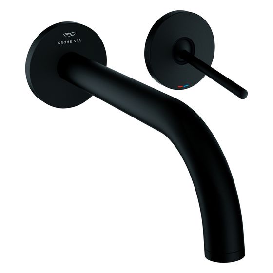 Grohe Atrio 2-Loch-Waschtischbatterie, Wandmontage, Fertigmontageset, Ausladung 221mm, Phantom Black, 29406KF0