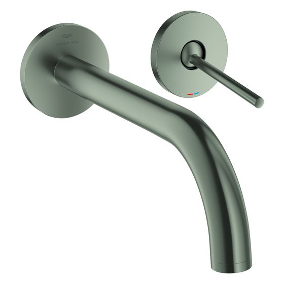 Grohe Atrio 2-Loch-Waschtischbatterie, Wandmontage, Fertigmontageset, Ausladung 221mm, Satin Steel, 29406MS0