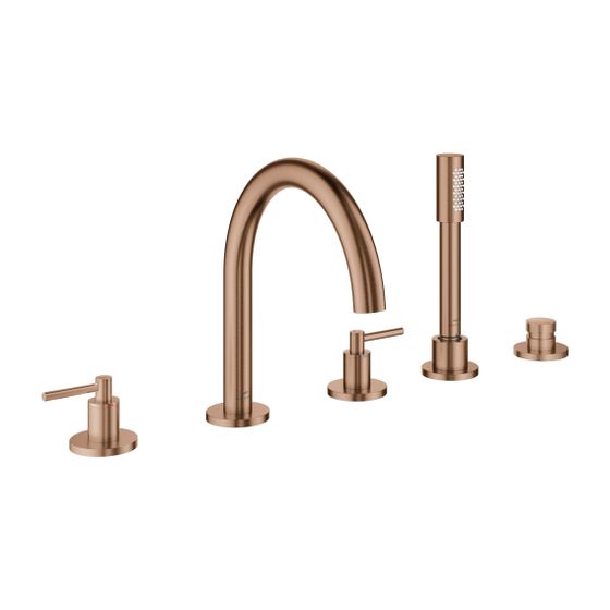 Grohe Atrio 5-Loch-Wannenkombination, Fertigmontageset mit Hebelgriffen, eigensicher, Warm Sunset gebürstet, 29407DL0