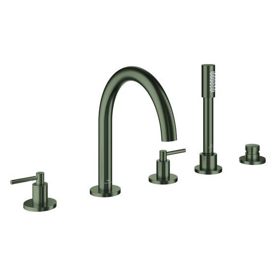 Grohe Atrio 5-Loch-Wannenkombination, Fertigmontageset mit Hebelgriffen, eigensicher, Satin Graphite, 29407MG0