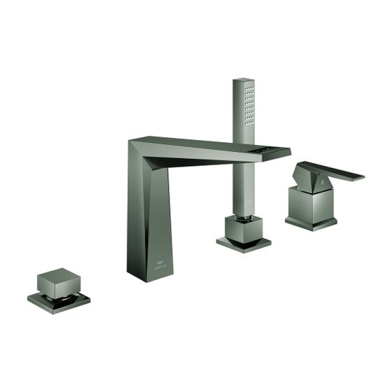 Grohe Allure Brilliant 4-Loch-Wannenkombination PC Hard Graphite gebürstet, Griff mit Rändelstruktur