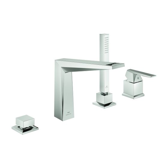 Grohe Allure Brilliant 4-Loch-Wannenkombination PC Supersteel, Griff mit Rändelstruktur