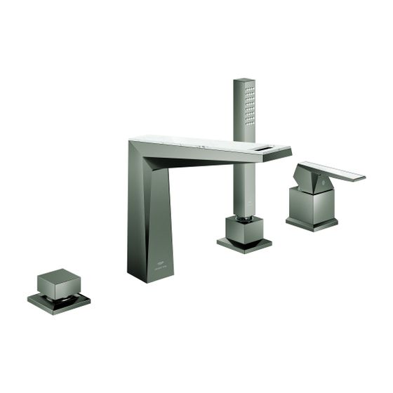 Grohe Allure Brilliant 4-Loch-Wannenkombination PC Hard Graphite gebürstet, Griff White Attica Caesarstone