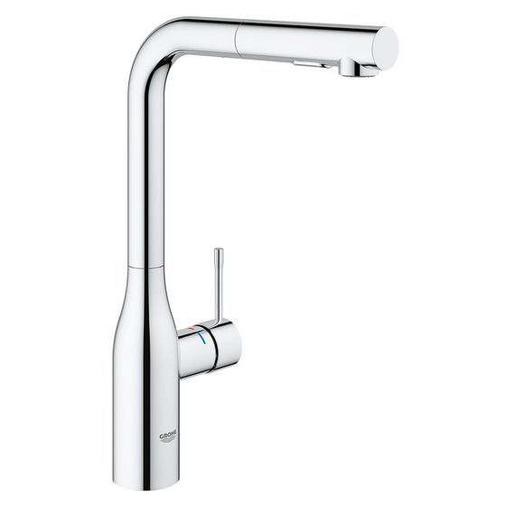 Grohe Essence Einhand-Spültischbatterie, 1-Loch-Montage, Schwenkauslauf, ausziehbare Dual Spülbrause, Chrom, 30270000