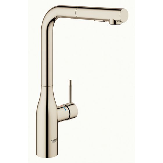 Grohe Essence Einhand-Spültischbatterie, 1-Loch-Montage, Schwenkauslauf, ausziehbare Dual Spülbrause, Nickel poliert, 30270BE0