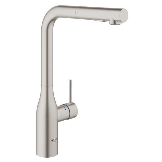 Grohe Essence Einhand-Spültischbatterie, 1-Loch-Montage, Schwenkauslauf, ausziehbare Dual Spülbrause, Supersteel, 30270DC0