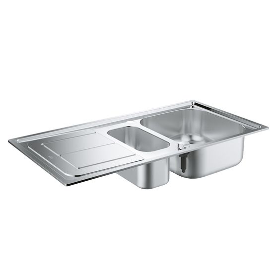 Grohe Edelstahlspüle K300 mit 1,5 Becken/Abtropffläche 970x500mm, Edelstahl, 31564SD0
