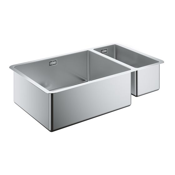 Grohe Unterbau-Edelstahlspüle K700, mit 1,5 Becken 760x450mm, Einbau links, Edelstahl, 31575SD0