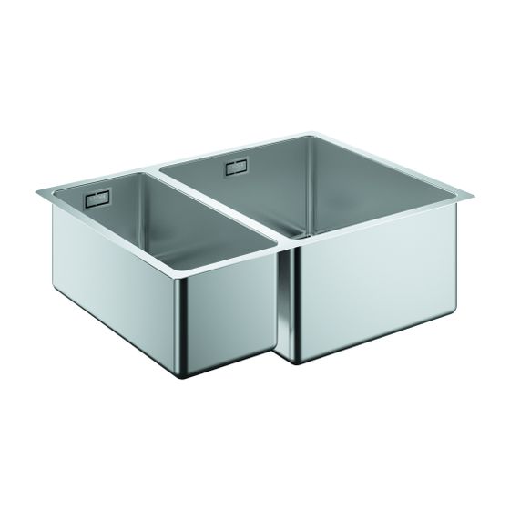 Grohe Unterbau-Edelstahlspüle K700, mit 1,5 Becken 585x440mm, Einbau rechts, Edelstahl, 31576SD0