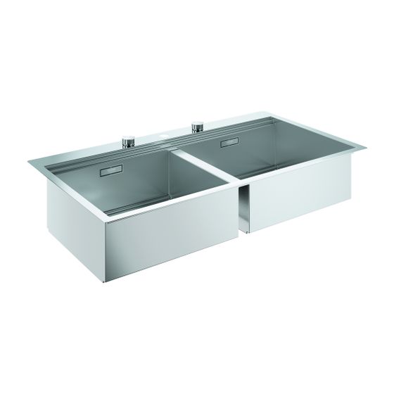 Grohe Edelstahlspüle K800 mit 2 Becken, 1024x560mm, Einbau flächenbündig, Oberfläche Satin Finish, 31585SD0