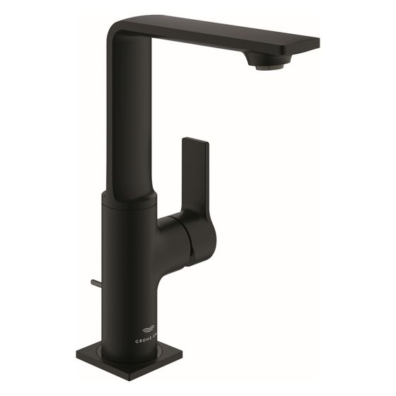 Grohe Allure Einhand-Waschtischbatterie, L-Size, schwenkbarer Auslauf, Zugstangen-Ablaufgarnitur, Phantom Black, 32146KF1