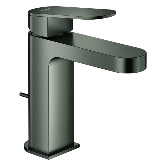 Grohe Plus Einhand-Waschtischbatterie, S-Size, 1-Loch-Montage, mit Zugstangen-Ablaufgarnitur, Hard Graphite gebürstet, 32612AL4