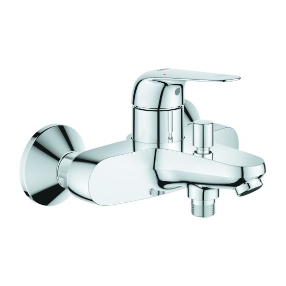 Grohe Euroeco Einhand-Wannenbatterie, Wandmontage, Temperaturbegrenzer, S-Anschlüsse, Chrom