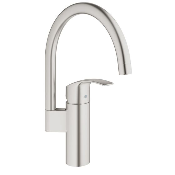 Grohe Eurosmart Einhand-Spültischbatterie, 1-Loch-Montage, hoher Auslauf, Supersteel, 33202DC2