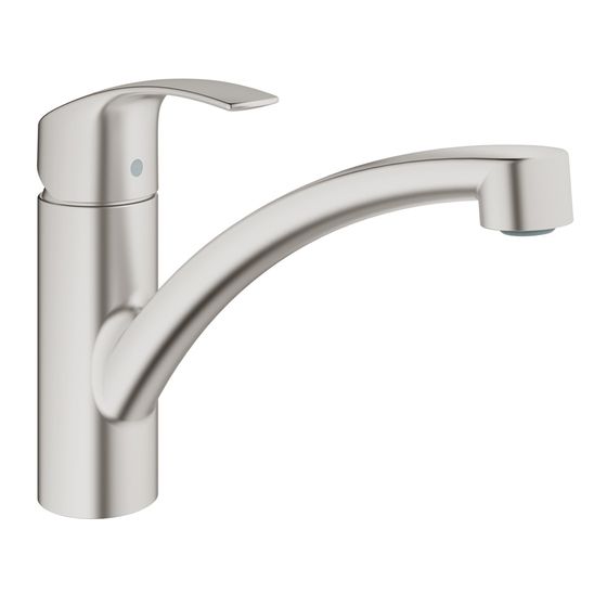 Grohe Eurosmart Einhand-Spültischbatterie, 1-Loch-Montage, flacher Auslauf, Supersteel, 33281DC2
