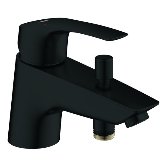 Grohe Eurosmart Einhand-Wannenbatterie, Einlochmontage, Mattschwarz, Keramikkartusche mit Eco-Override-Stop, flexible Anschluss.