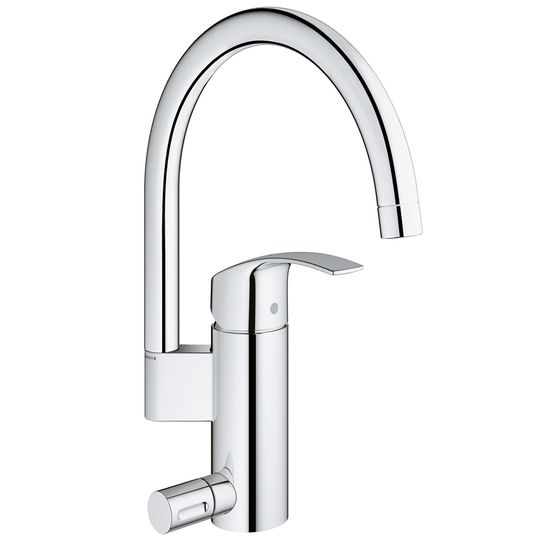 Grohe Eurosmart Einhand-Spültischbatterie, 1-Loch-Montage, flacher Auslauf, Chrom, 33490002