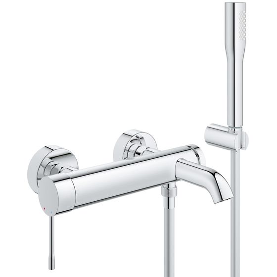 Grohe Essence Einhand-Wannenbatterie, mit Brausegarnitur, eigensicher, Chrom, 33628001