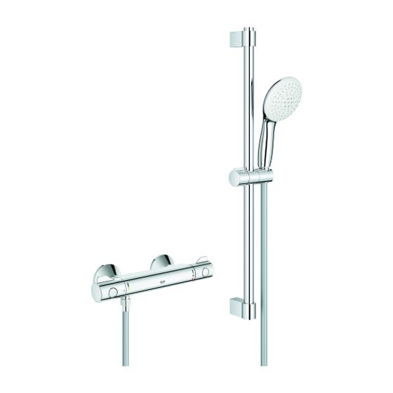 Grohe Grohtherm 800 Thermostat-Brausebatterie, mit Tempesta Brausestangenset 600mm, 2 Strahlarten Rain/Jet, Chrom