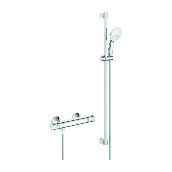 Grohe Grohtherm 800 Thermostat-Brausebatterie, mit Tempesta Brausestangenset 900mm, 2 Strahlarten Rain/Jet, Chrom