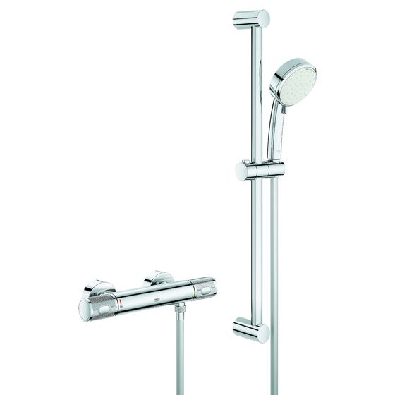 Grohe Grohtherm 1000 Performance Thermostat-Brausebatterie, Brausegarnitur 600mm, Chrom, 34783000
