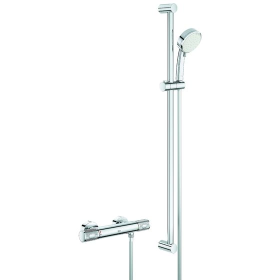 Grohe Grohtherm 1000 Performance Thermostat-Brausebatterie, mit Tempesta Cosmopolitan 100 Brausegarnitur 900mm, Chrom, 34784000