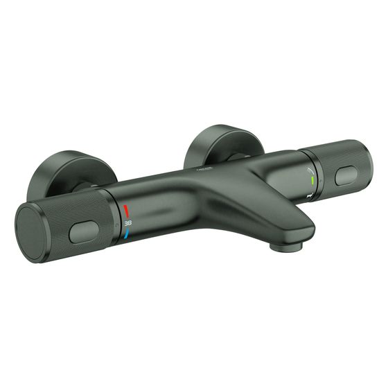 Grohe Grohtherm 1000 Performance Thermostat-Wannenbatterie, Wandmontage, eigensicher, Hard Graphite gebürstet, 34830AL0