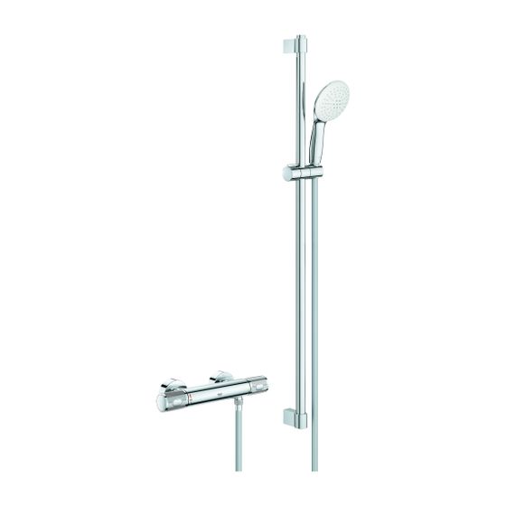 Grohe Grohtherm 1000 Performance Thermostat-Brausebatterie, mit Tempesta Brausestangenset 900mm, 2 Strahlarten Rain/Jet, Chrom