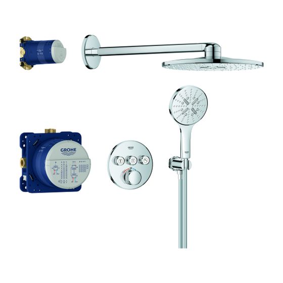 Grohe Grohtherm SmartControl Unterputz Duschsystem Thermostat runde Form Chrom, 3 Absperrventile