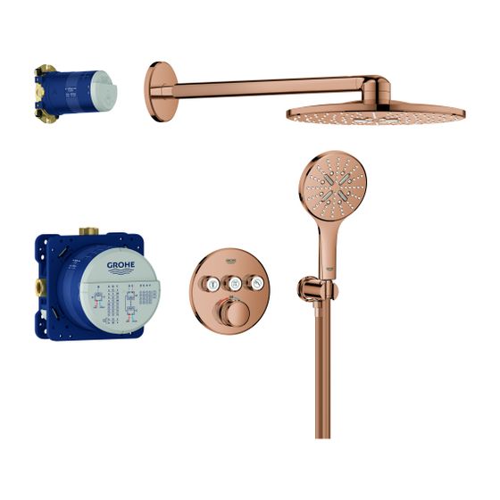 Grohe Grohtherm SmartControl Unterputz Duschsystem Thermostat runde Form Warm Sunset, 3 Absperrventile