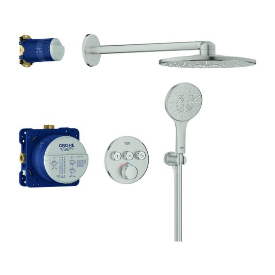 Grohe Grohtherm SmartControl Unterputz Duschsystem Thermostat runde Form Supersteel, 3 Absperrventile