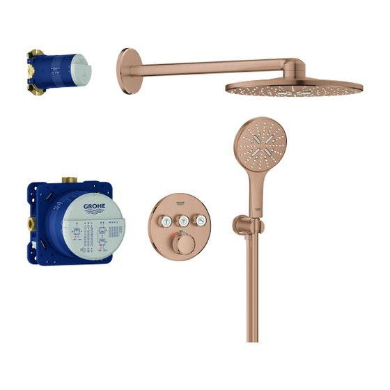 Grohe Grohtherm SmartControl Unterputz Duschsystem Thermostat runde Form Warm Sunset gebürstet, 3 Absperrventile