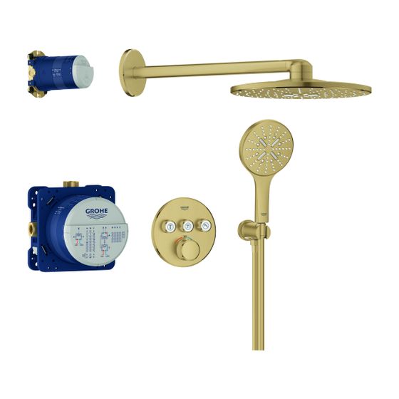 Grohe Grohtherm SmartControl Unterputz Duschsystem Thermostat runde Form Cool Sunrise gebürstet, 3 Absperrventile