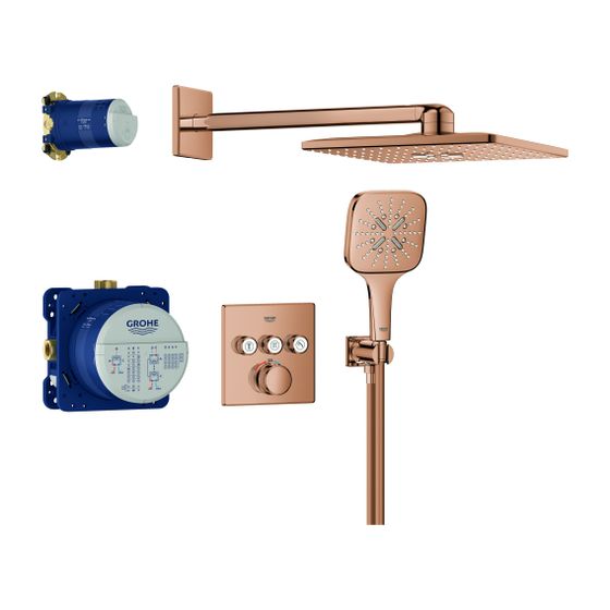 Grohe Grohtherm SmartControl Unterputz Duschsystem Thermostat eckige Form Warm Sunset, 3 Absperrventile