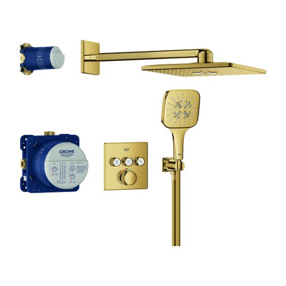 Grohe Grohtherm SmartControl Unterputz Duschsystem Thermostat eckige Form Cool Sunrise, 3 Absperrventile