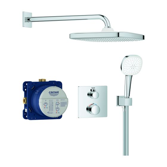 Grohe Grotherm UP-Duschsystem Tempesta 250 Cube Kopfbrause UP-Batt. 2-Wege SmartBox Tempesta Cube 110 Handbrause, Chrom