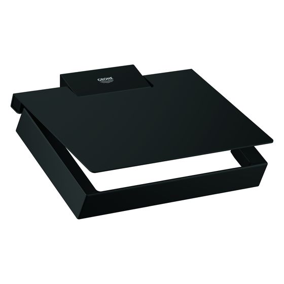 Grohe Selection Cube WC-Papierhalter, Toilettenpapierhalter, Metall, mit Deckel, Mattschwarz, 407812430