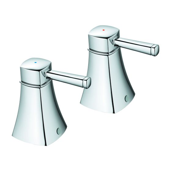 Grohe Griffpaar Grandera, Metall, Markierung Blau/Rot, für Varianten mit Keramik-Oberteil 1/2