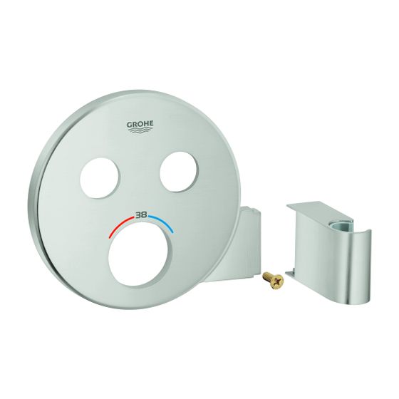 Grohe Rosette, Metall, rund, für SmartControl Unterputz, für Thermostate mit 2 Absperrventile, Supersteel