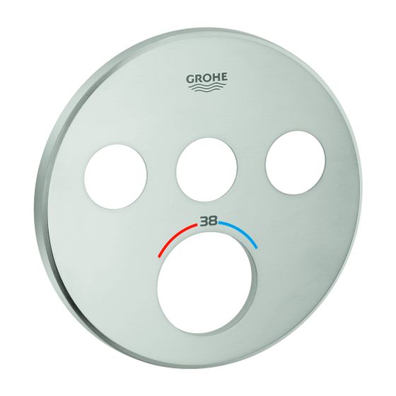 Grohe Rosette für SmartControl Unterputz-Thermostat rund Supersteel, mit 3 Absperrventile