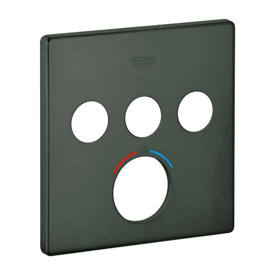 Grohe Rosette für SmartControl Unterputz-Thermostat eckig 3 Absperrventile, Hard Graphite gebürstet