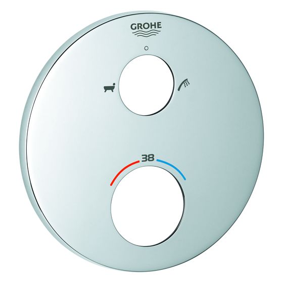 Grohe Rosette für Thermostat-Fertigmontageset, rund, Wannen- und Handbrausen Symbol, Metall, Mattschwarz, 490752430