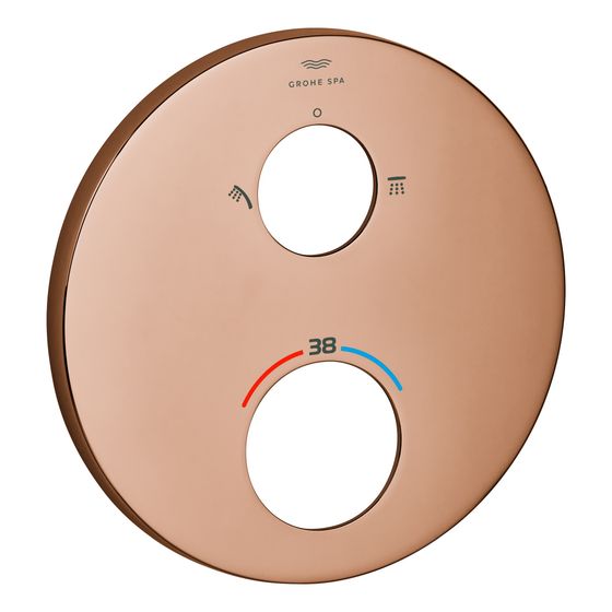 Grohe Rosette rund für Thermostat-Fertigmontagesets, Warm Sunset, Metall, Kopf- und Handbrausen Symbol