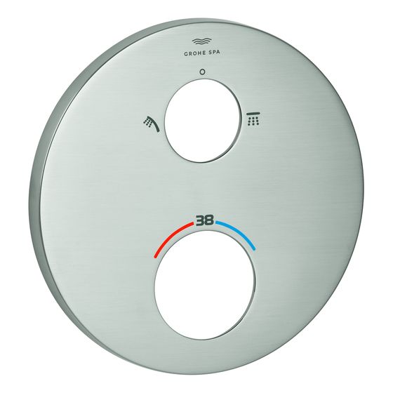 Grohe Rosette rund für Thermostat-Fertigmontagesets, Supersteel, Metall, Kopf- und Handbrausen Symbol