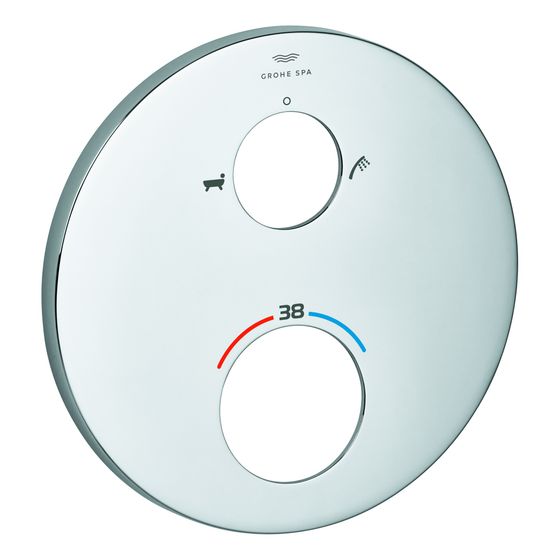Grohe Rosette rund für Thermostat-Fertigmontagesets, Chrom, Metall, Kopf- und Handbrausen Symbol, 49247000