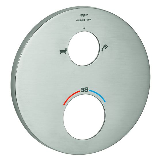 Grohe Rosette für Thermostat-Fertigmontageset, Metall, Wannen- und Handbrausen Symbol, Supersteel, 49247DC0