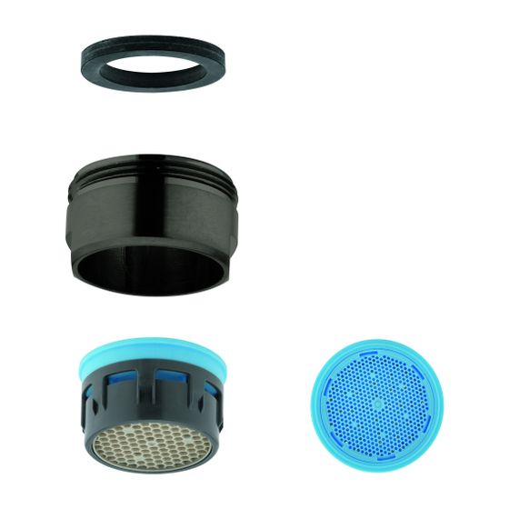 Grohe Strahlregler, Außengewinde, M24x1, Durchflussklasse A, 13,5-15,0l/min, verstellbarer Mousseur, Hard Graphite gebürstet