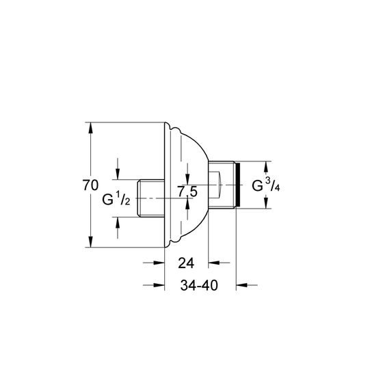 Grohe S-Anschluss, StarLight, Polished Brass, 12024R00