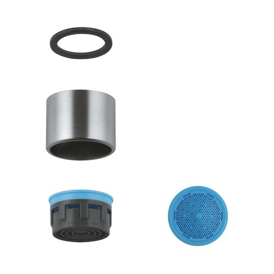 Grohe Mousseur für Innengewinde, M22x1, Durchflussklasse A, 13,5-15,0l/min bei 3 bar, Supersteel, 06574DC0